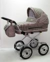 Детская коляска для новорожденных, от 0 до 3-х лет - Little Trek Литл Трек - Премиум комплект на шасси стандарт и колесах шина металл хром диск подшипник.